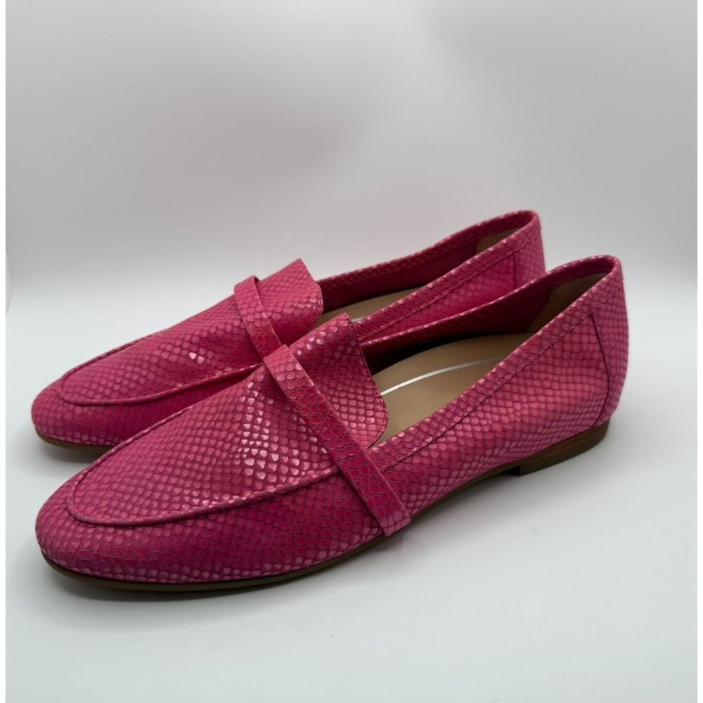 Vionic Zana Loafers Women's Size 11 Fuschia Leather Lizard Dress Preppy Shoes